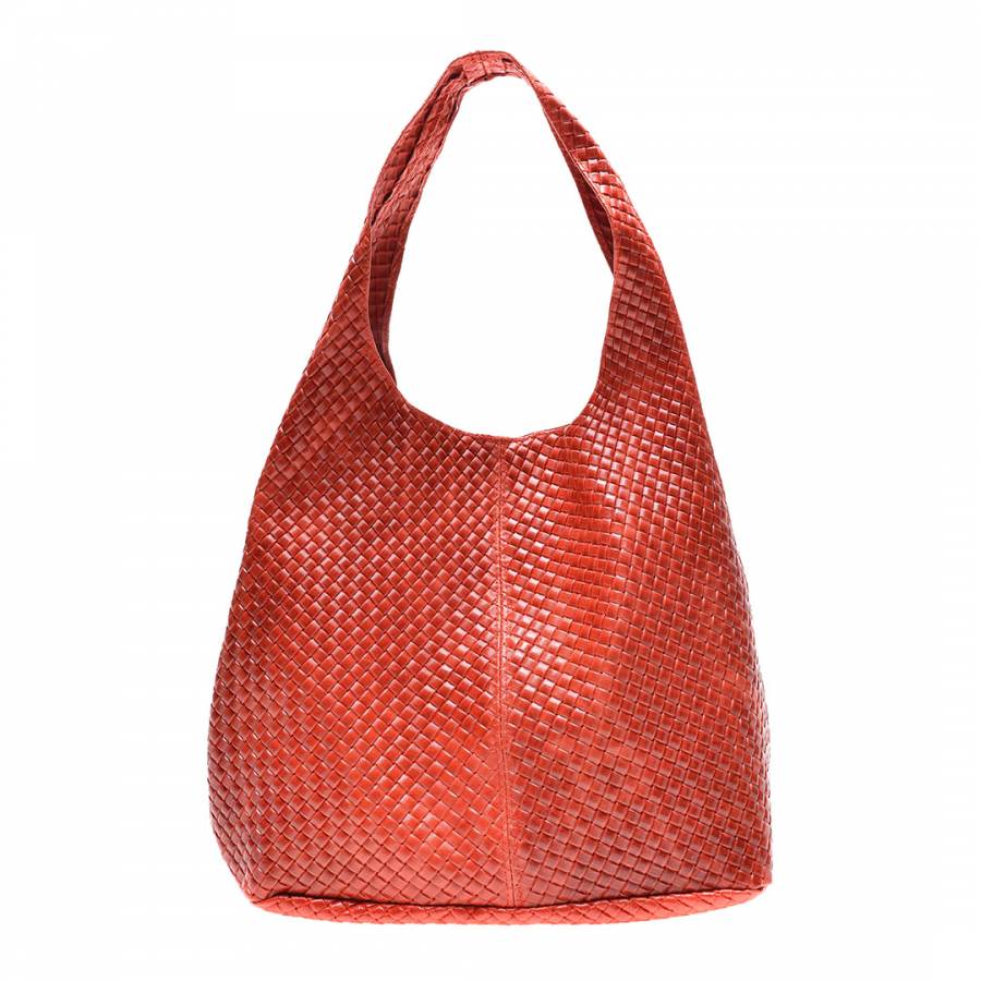 Red Leather Shopper Bag