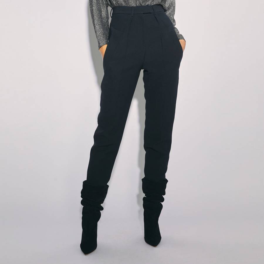 Black Stoff Wool Blend Trousers