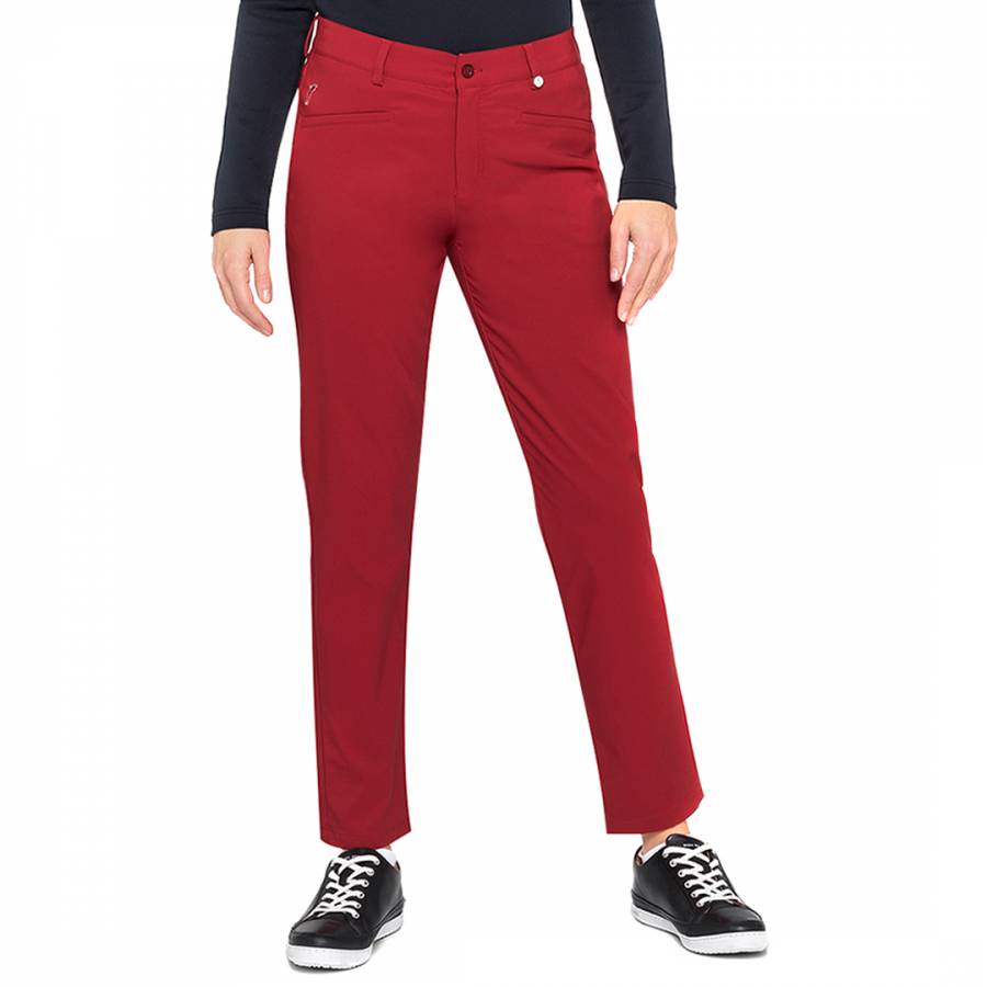 Red Brushed Fabric Stretch Trousers