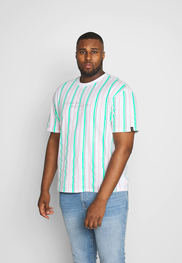 PLUS STRIPED - Print T-shirt - white