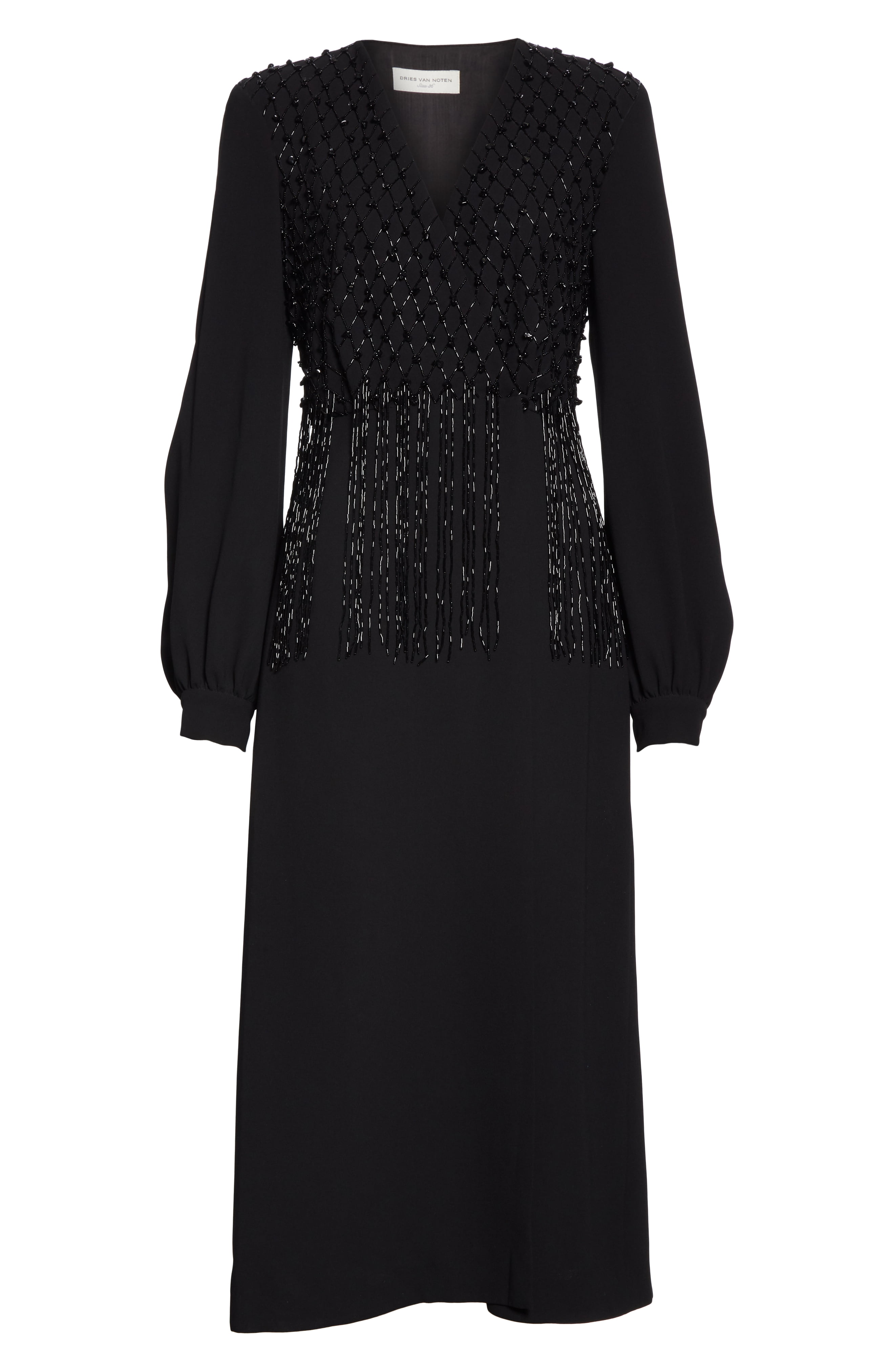 Dries Van Noten Dove Embellished Long Sleeve Wrap Dress