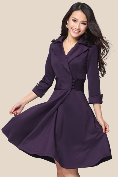 Ericdress Classy Three Quarter Sleeve A Line Dress