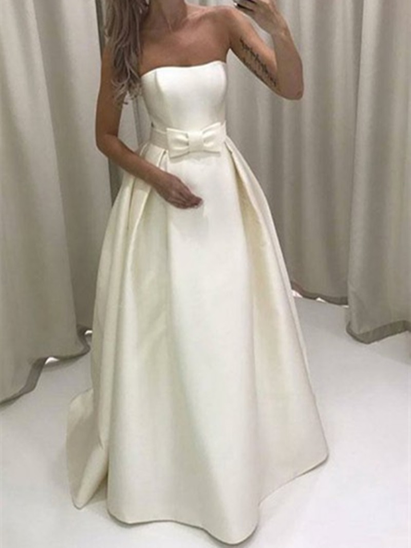 Ericdress Bowknot Strapless Outdoor Wedding Dress