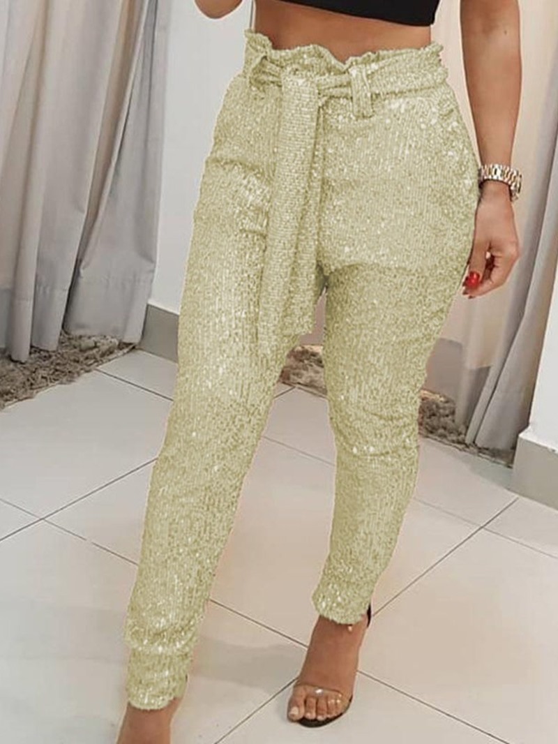 Ericdress Plain Skinny Sequins Pencil Casual Pants