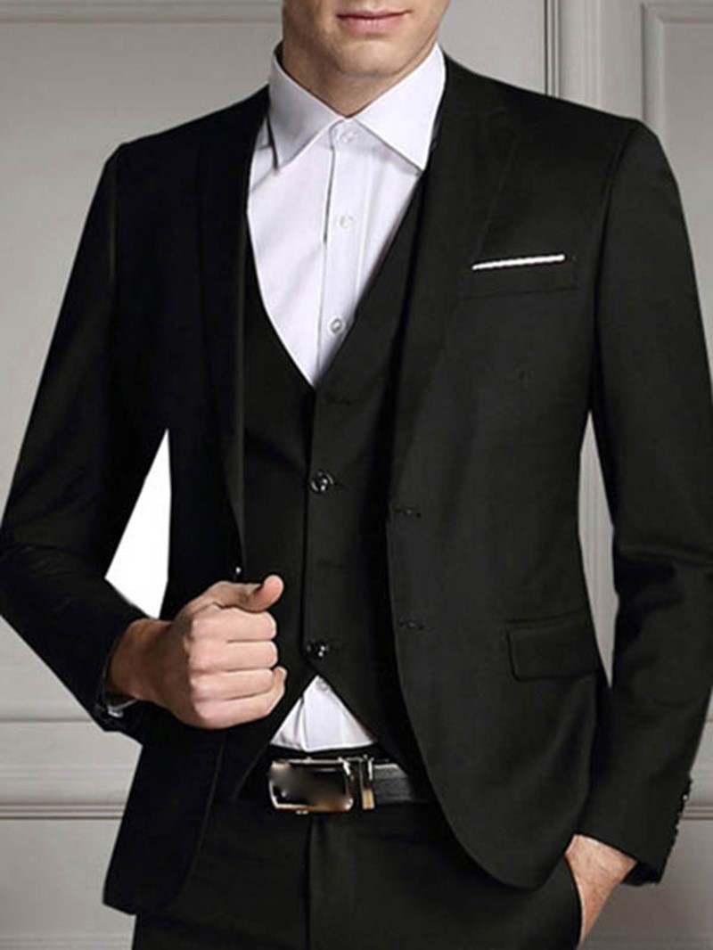 Ericdress Solid Color Three-Piece of Men's Suit