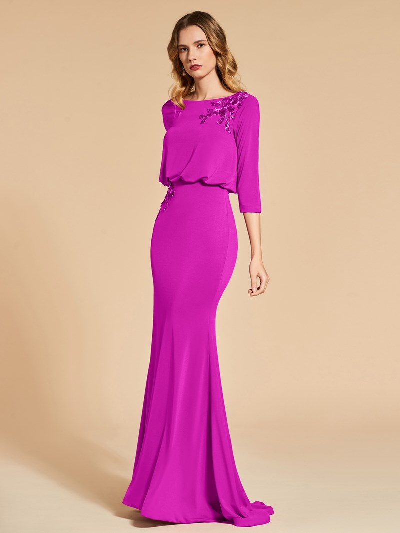 Ericdress 3/4 Sleeve Sequin Applique Mermaid Evening Dress