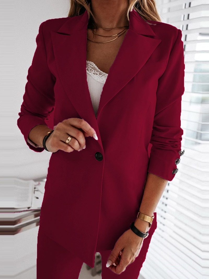 Ericdress Notched Lapel Long Sleeve One Button Regular Women's Casual Blazer