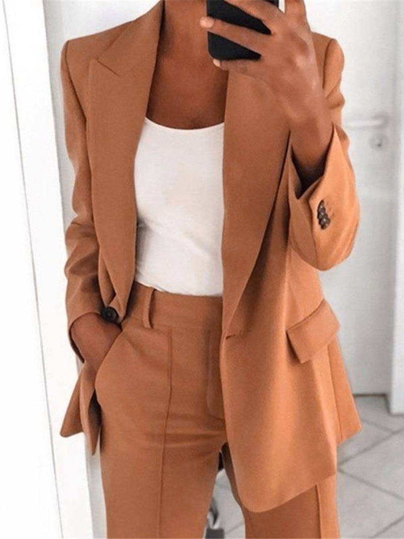 Ericdress Notched Lapel Long Sleeve Plain Office Lady Women's Blazer