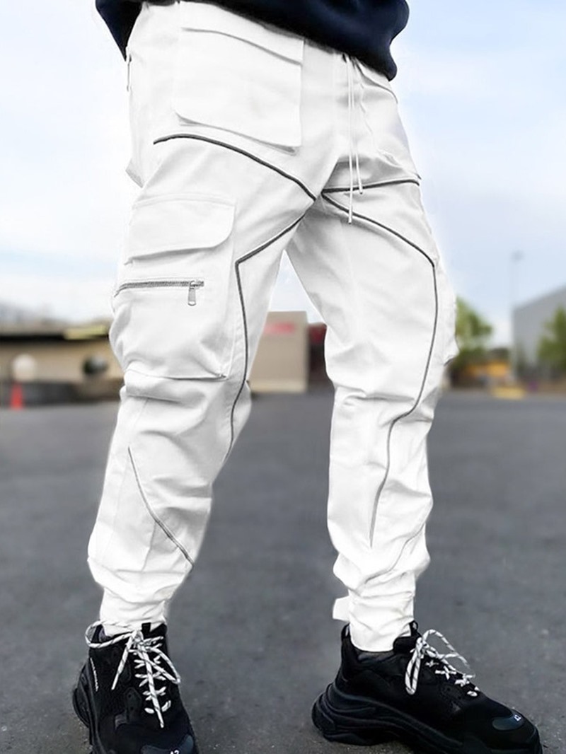 Ericdress Cargo Pants Color Block Patchwork Fall Lace-Up Casual Men's Pants