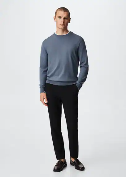 Merino wool washable sweater china blue - Man - M - MANGO MAN