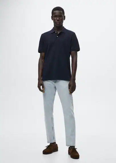 Cotton piqué polo shirt dark navy - Man - XS - MANGO MAN