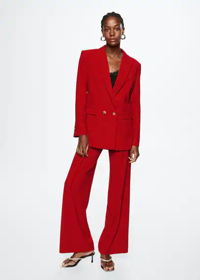 Structured lapels blazer red - Woman - M - MANGO