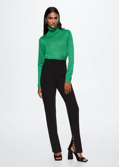 Turtleneck lurex sweater green - Woman - XXS - MANGO