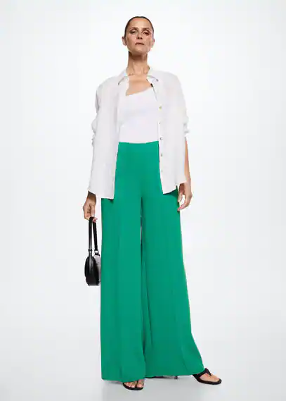 High-waist palazzo trousers green - Woman - 12 - MANGO