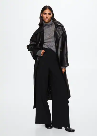 High-waist palazzo trousers black - Woman - 12 - MANGO