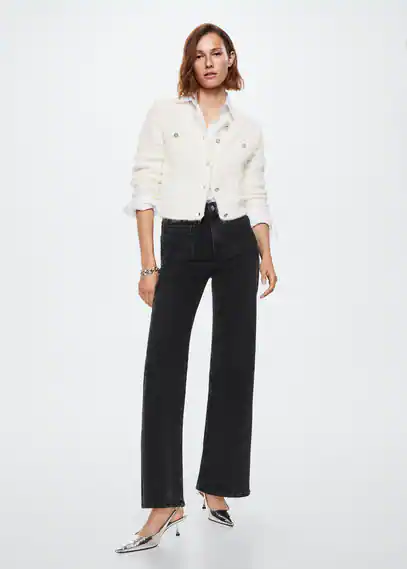 Wide-leg jeans with pockets black denim - Woman - 10 - MANGO