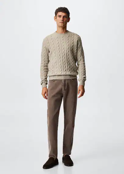 Braided wool sweater sand - Man - XXL - MANGO MAN