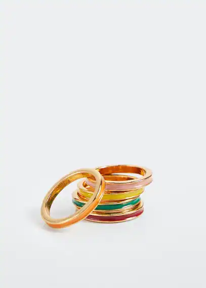 Metal ring set gold - Woman - M - MANGO