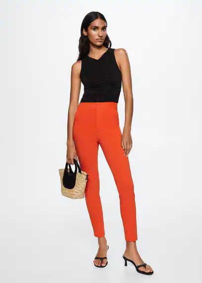 Skinny suit trousers orange - Woman - 6 - MANGO