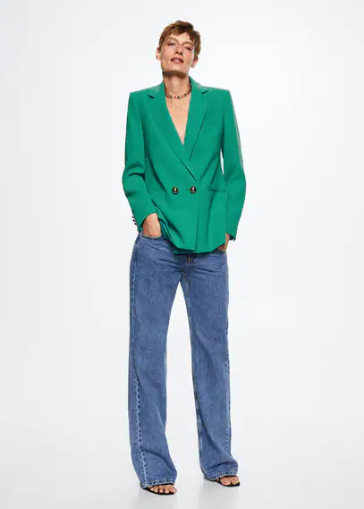 Double-breasted suit blazer green - Woman - XXS - MANGO