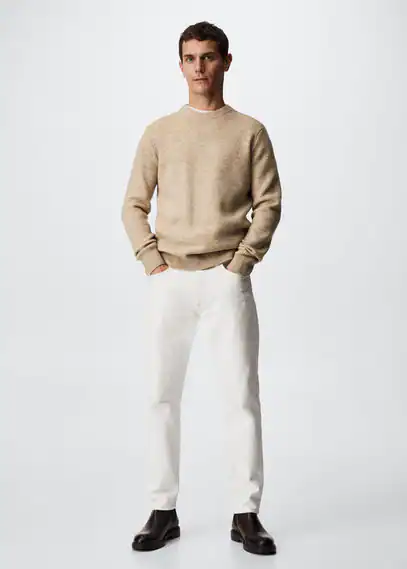 Structured fabric sweater sand - Man - L - MANGO MAN