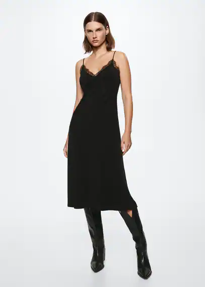 Lace camisole dress black - Woman - 10 - MANGO