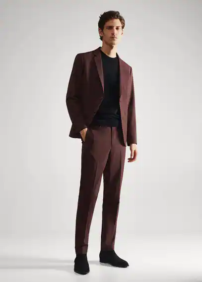 Super slim fit suit trousers burgundy - Man - 30 - MANGO MAN