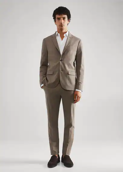 Super slim-fit suit blazer beige - Man - 34 - MANGO MAN