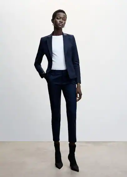 Skinny suit trousers dark navy - Woman - 10 - MANGO