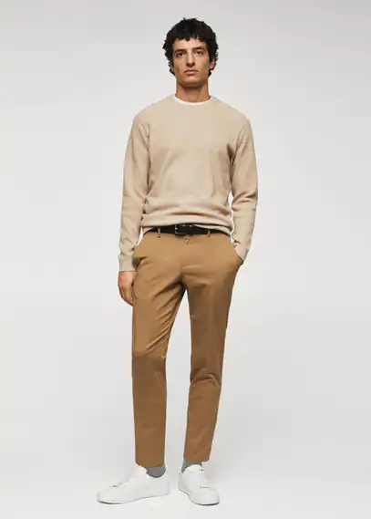 Cotton tapered crop pants coffee - Man - 31 - MANGO MAN