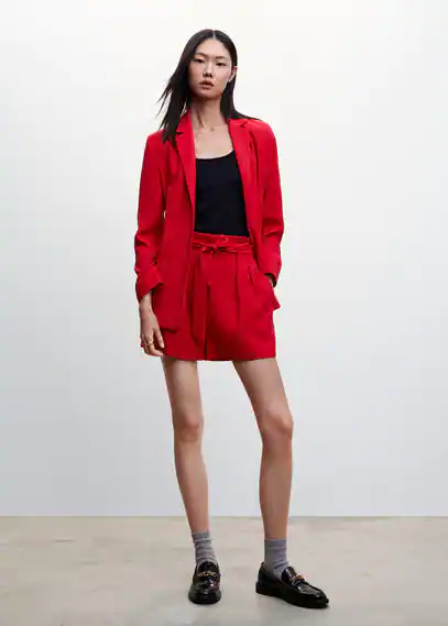 Shorts with belt belt red - Woman - XL - MANGO