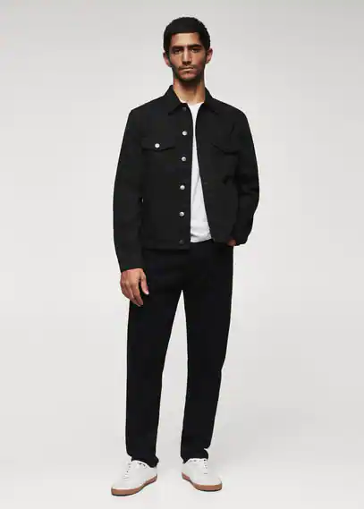 Denim jacket black denim - Man - XL - MANGO MAN