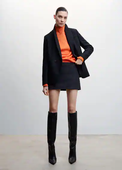 Turtleneck sweater with seams orange - Woman - XS - MANGO