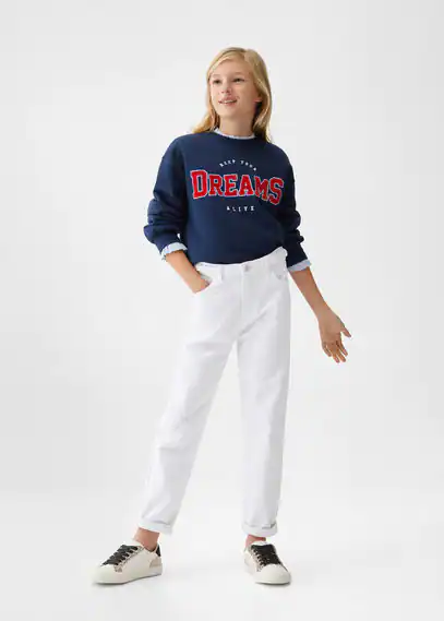 Jeans with braided belt white - Kids - 12 - MANGO KIDS