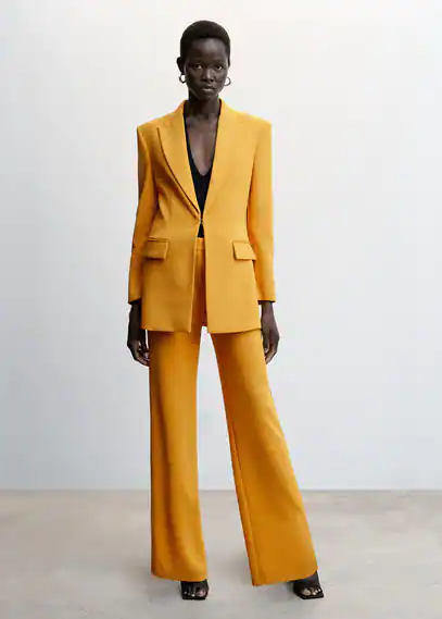 Embroidered suit trousers mustard - Woman - S - MANGO