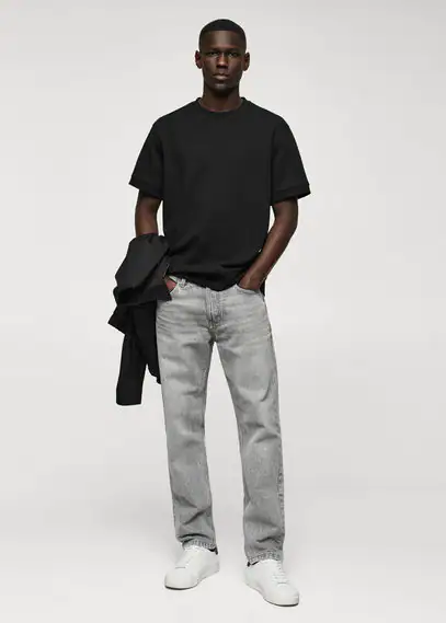 Short sleeve felt sweatshirt black - Man - XS - MANGO MAN