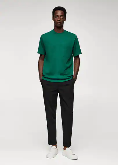 Pocket cotton T-shirt dark green - Man - S - MANGO MAN