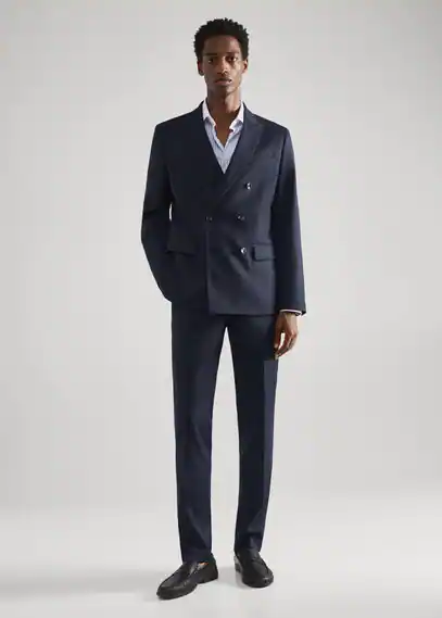 Slim fit double-breasted suit blazer blue - Man - 40 - MANGO MAN