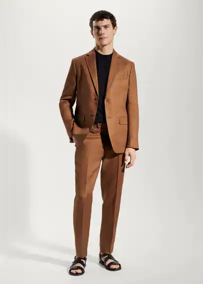 100% linen suit trousers brown - Man - 34 - MANGO MAN