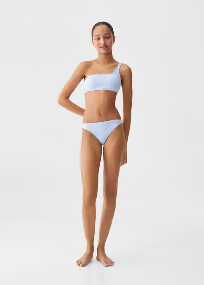 Striped asymmetric bikini sky blue - Teenage girl - XXS - MANGO TEEN