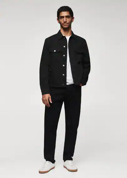 Denim jacket black denim - Man - S - MANGO MAN