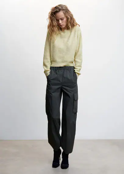 Boat-neck cropped sweater pastel green - Woman - M - MANGO