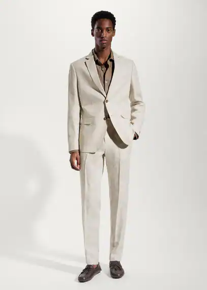 100% linen slim-fit suit jacket beige - Man - 42 - MANGO MAN