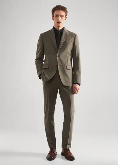 Slim fit suit jacket pastel green - Man - 40 - MANGO MAN