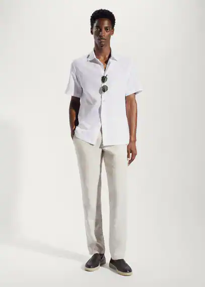 MAN/ Slim-fit 100% linen trousers ecru - Man - 30 - MANGO MAN