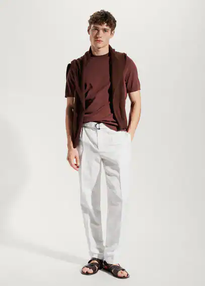 Belt line trousers white - Man - 30 - MANGO MAN