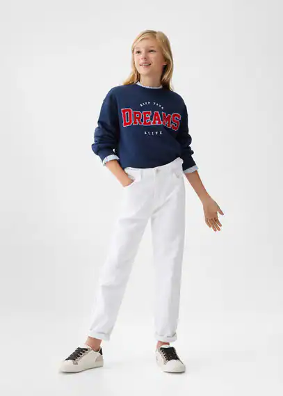 Jeans with braided belt white - Kids - 10 - MANGO KIDS