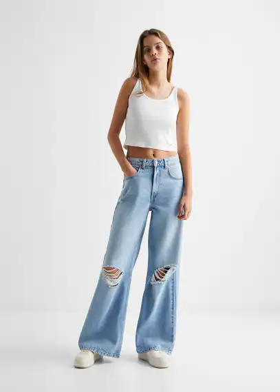 Cotton crop top off white - Teenage girl - XXS - MANGO TEEN