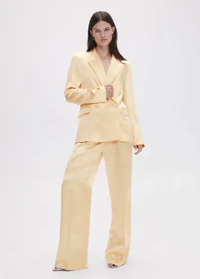 Satin-finish suit jacket vanilla - Woman - L - MANGO