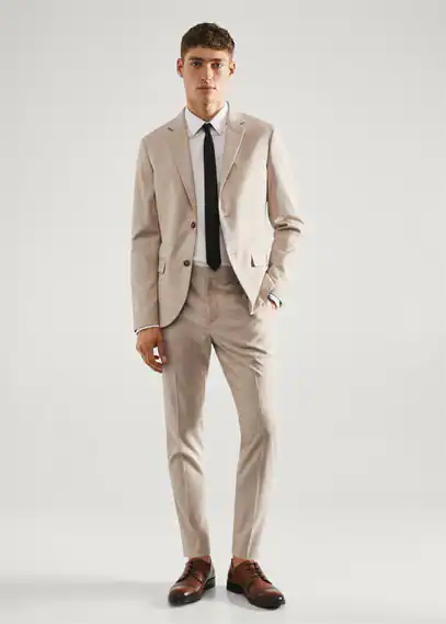 Super slim-fit suit blazer beige - Man - 40 - MANGO MAN